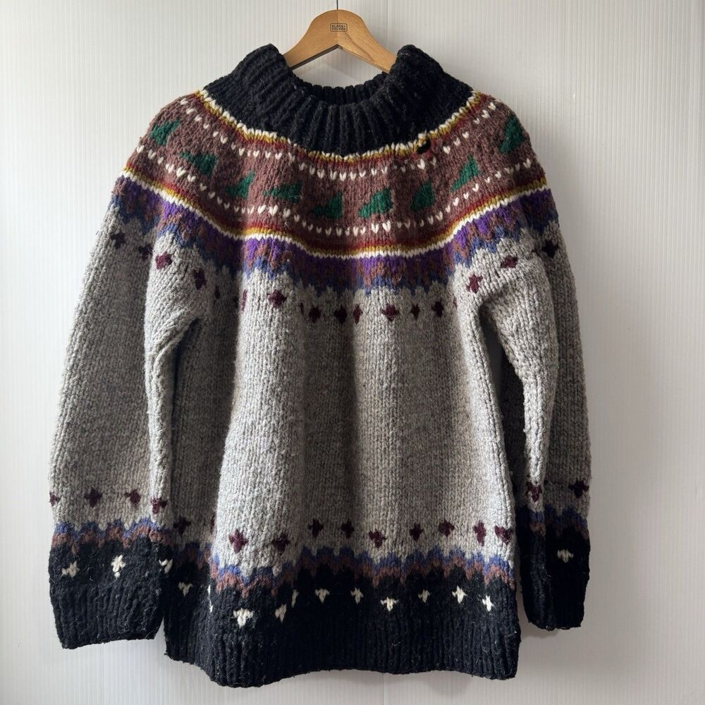 VTG C.C.H Imports 100% Wool Sweater Inca Trail Made In Ecuador Fair Isle Aztec
